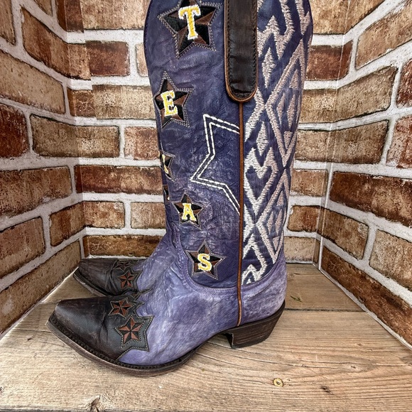 Old Gringo Purple and Brown Texas Heeled Boots - Picture 4 of 6
